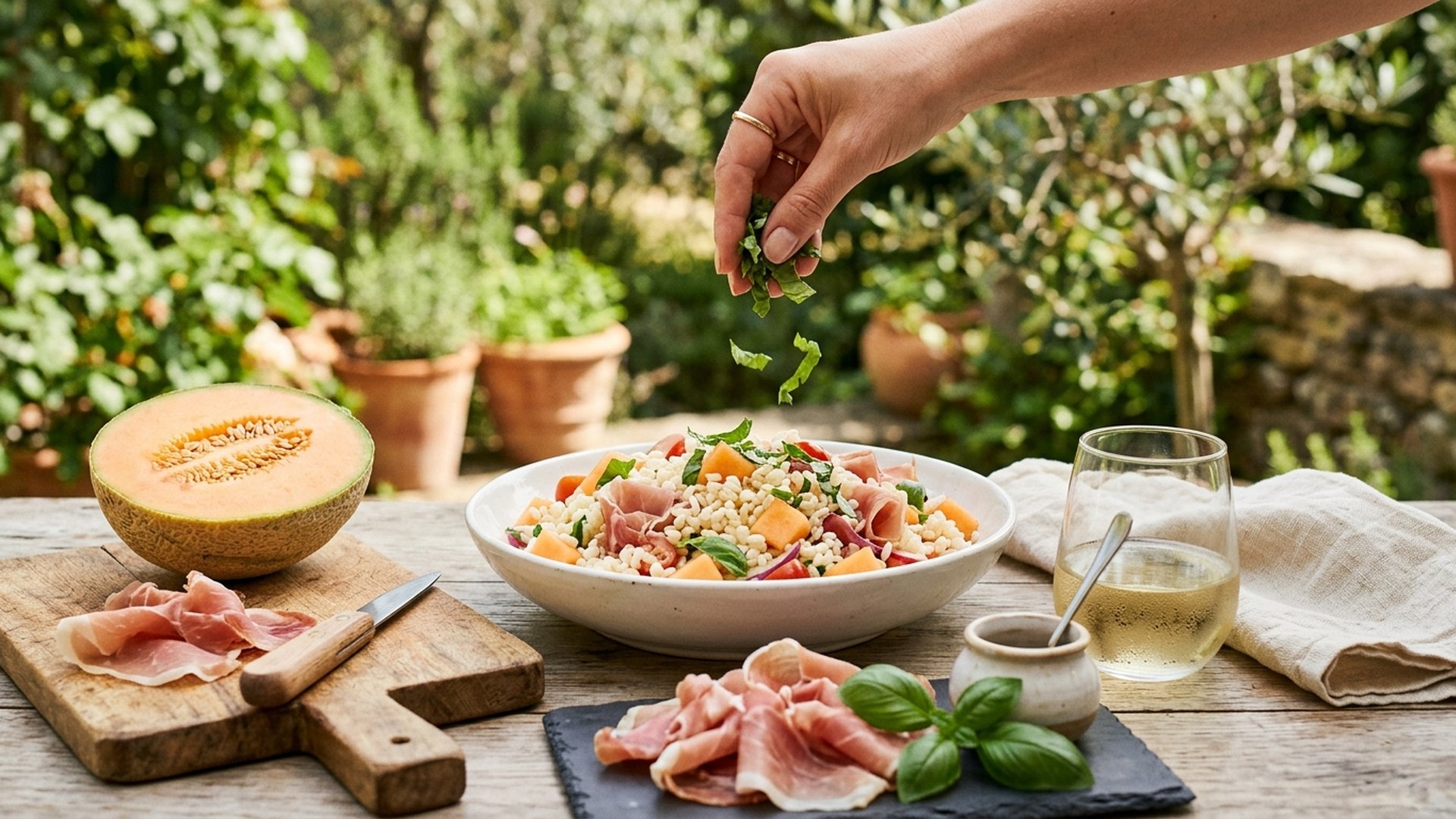 Caprese-style Rice Salad with Buffalo Mozzarella, Cherry Tomatoes and Basil