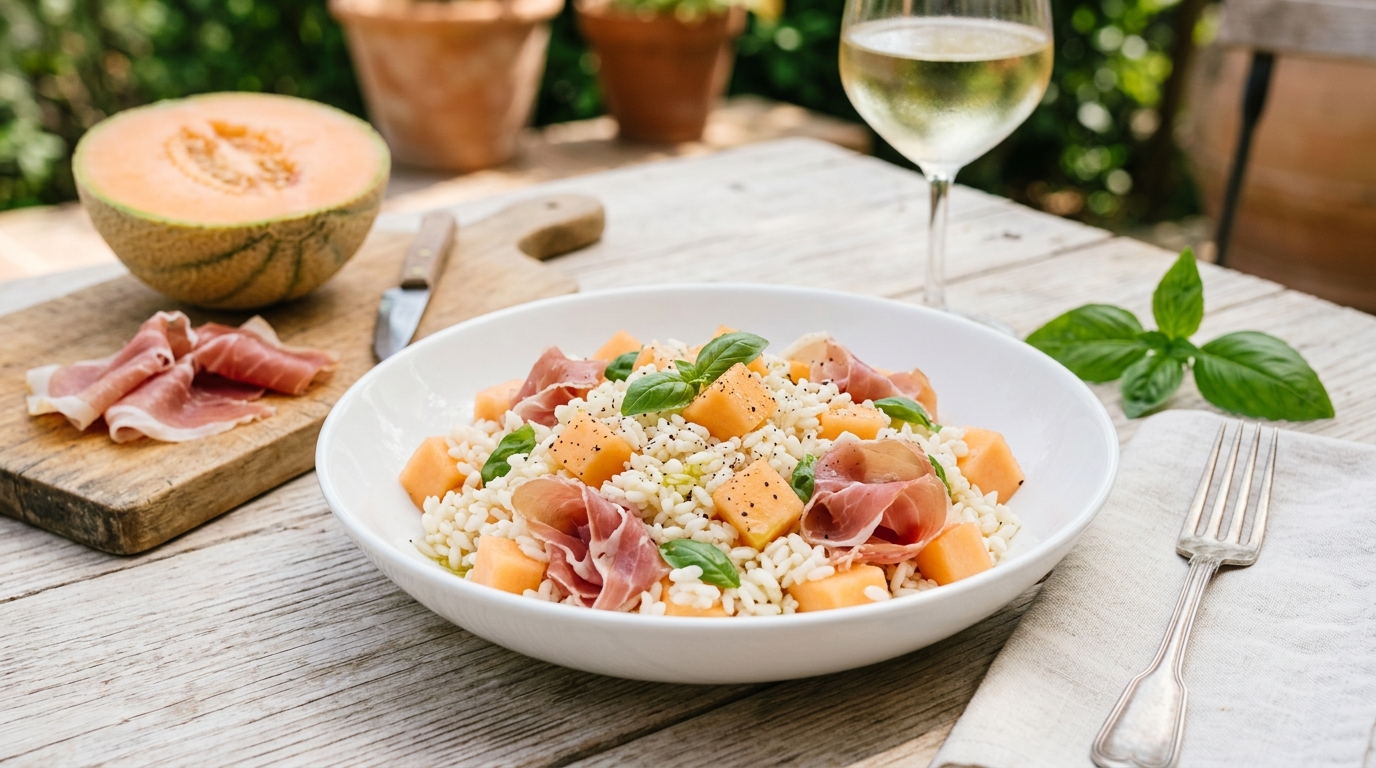 Rice Salad with Prosciutto and Melon, an original Acqua e Sole recipe