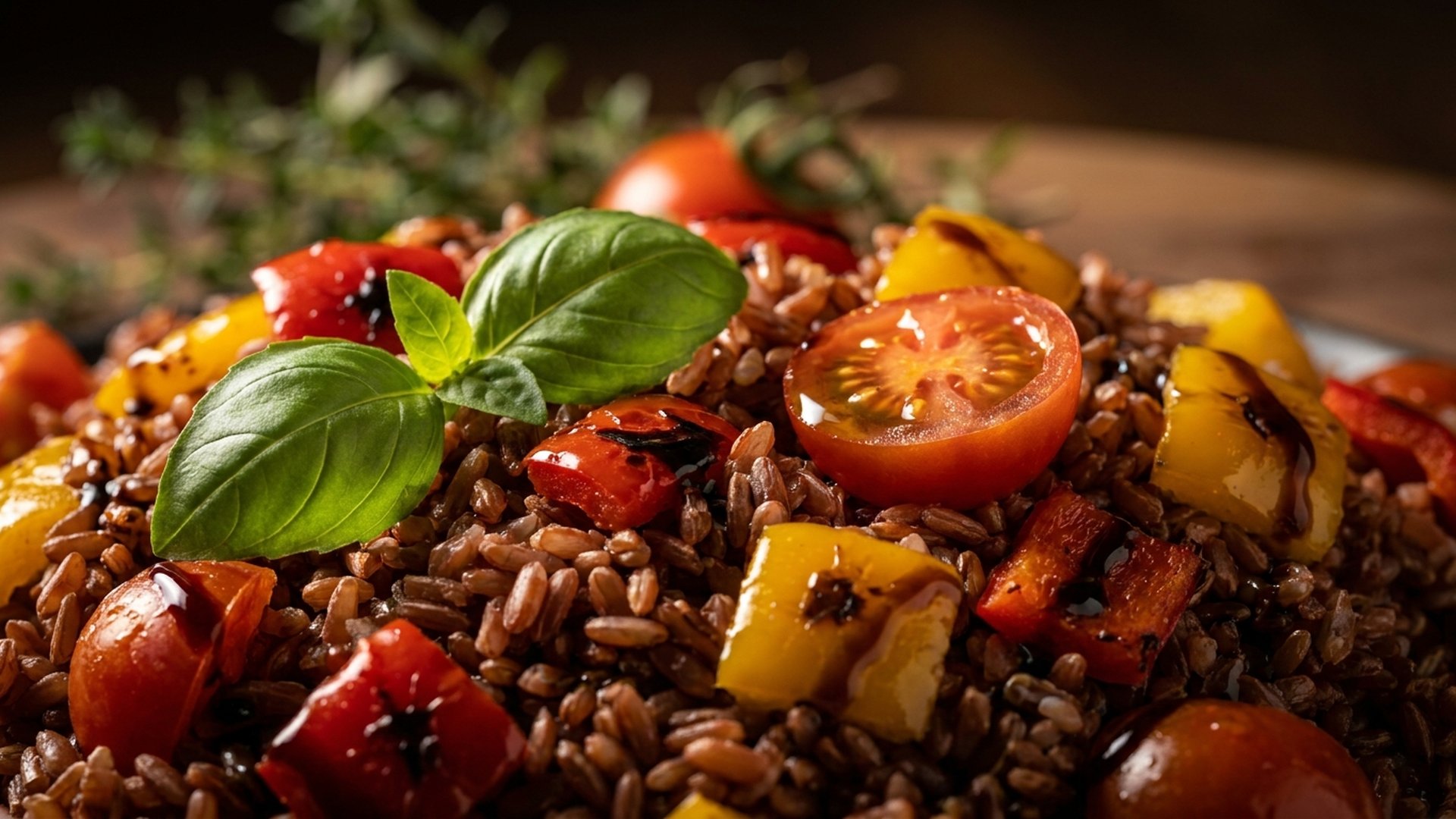 Red Rice Salad with Garden Vegetables