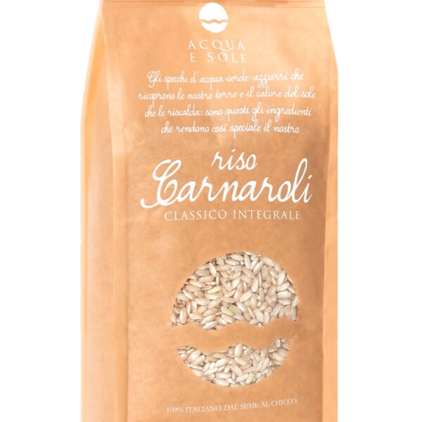 Sacchetto di Riso Carnaroli Classico Integrale Acqua e Sole, riso piemontese a filiera chiusa
