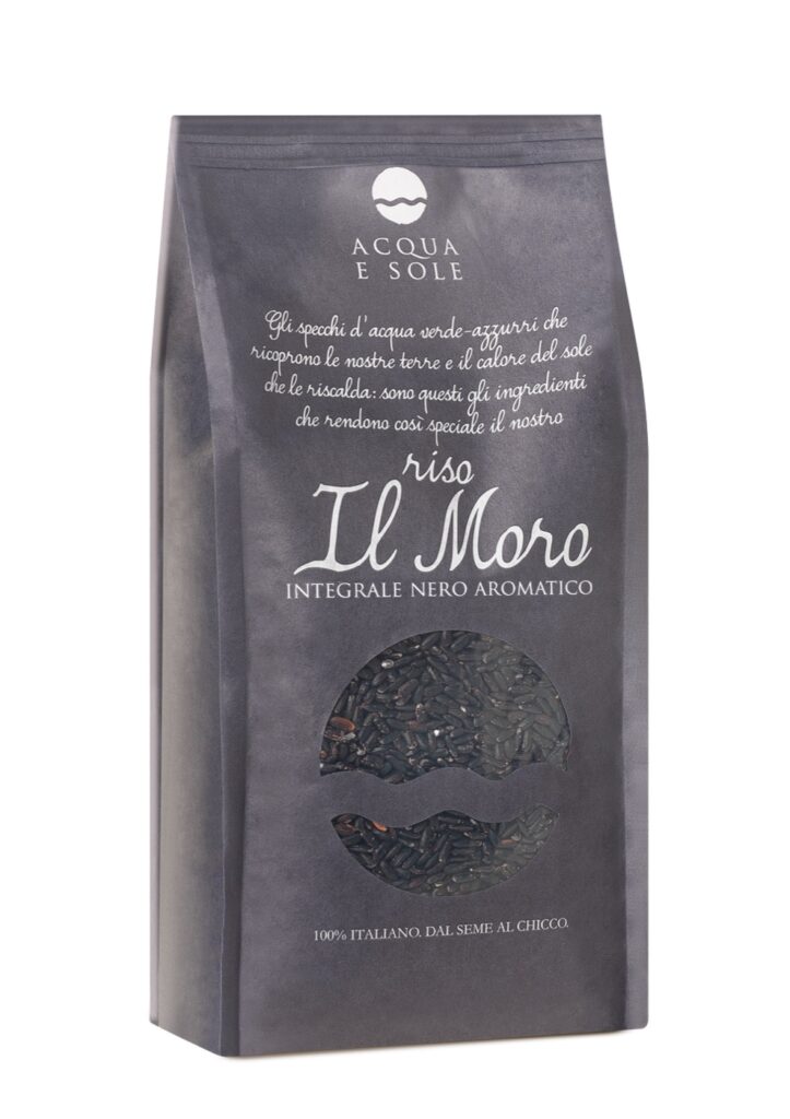 Pack of Acqua e Sole "Il Moro" black wholegrain rice, grown in Lumellogno