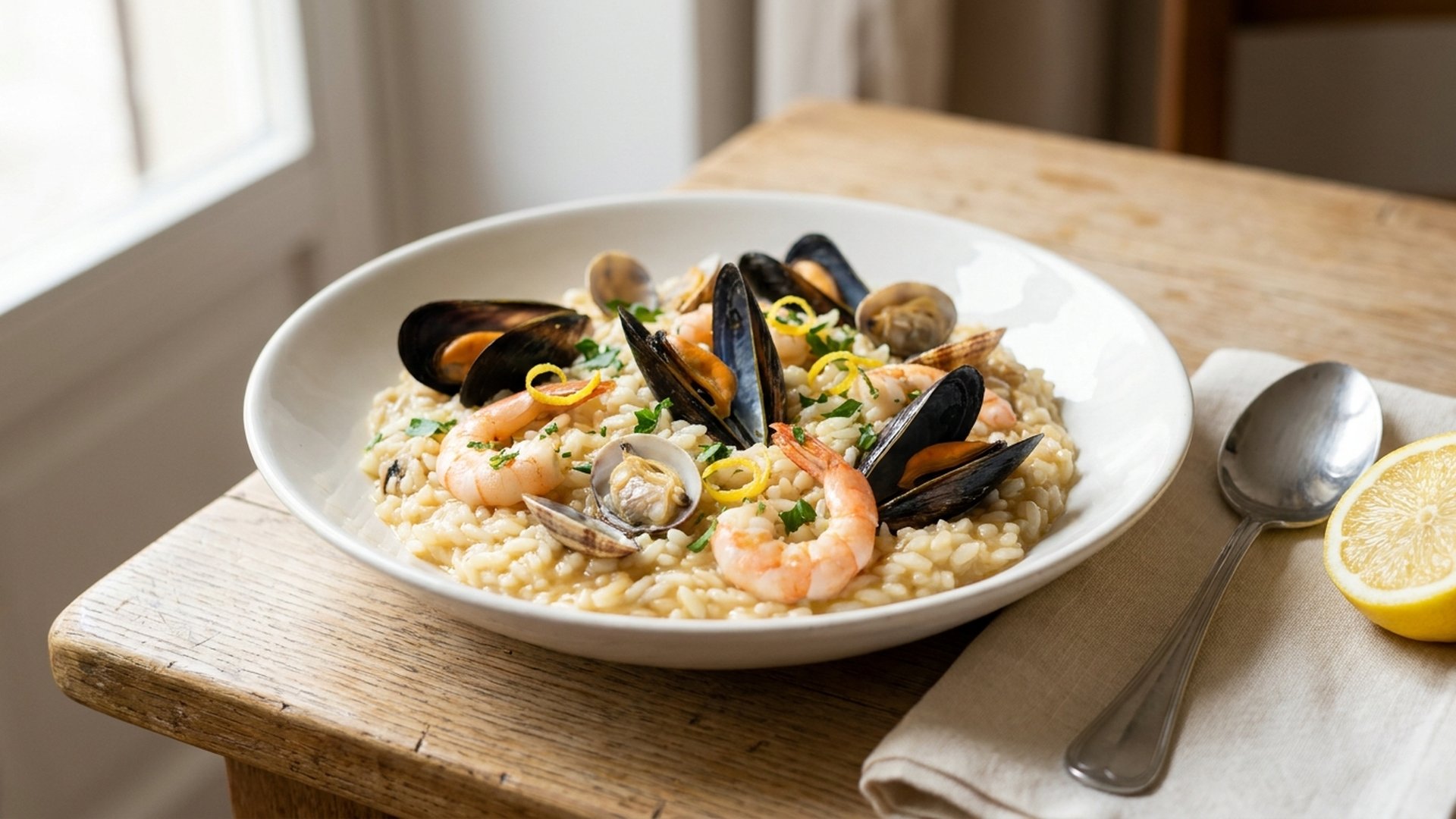 Risotto al Mare Cremoso con Bisque di Gamberi Rossi