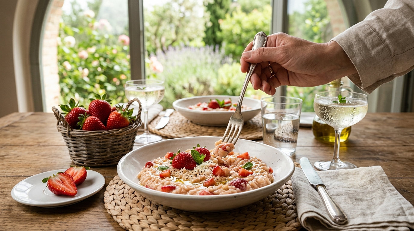 Strawberry Risotto, an original Acqua e Sole recipe