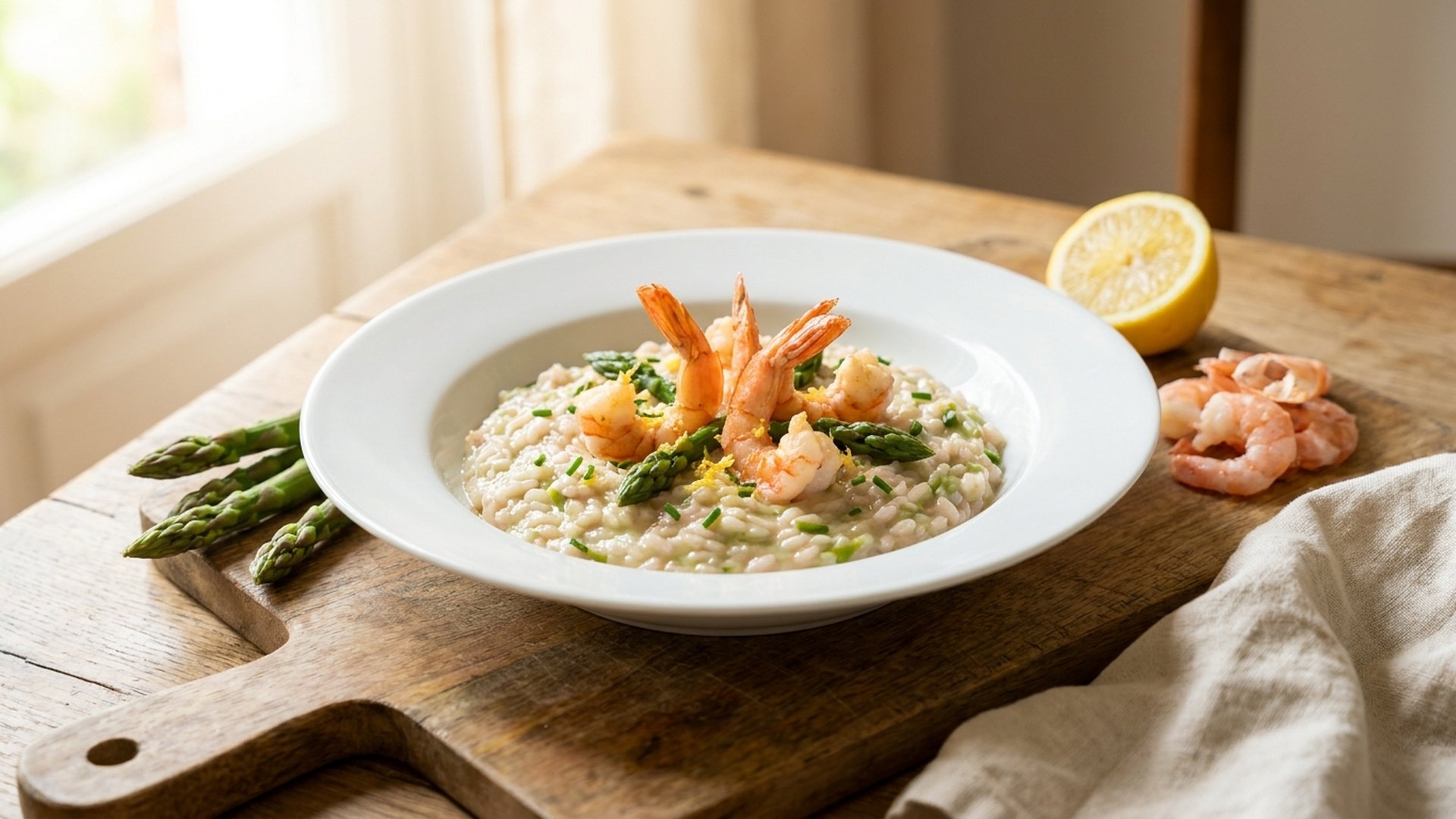 Risotto Gamberi Rossi di Mazara e Asparagi Bianchi di Bassano